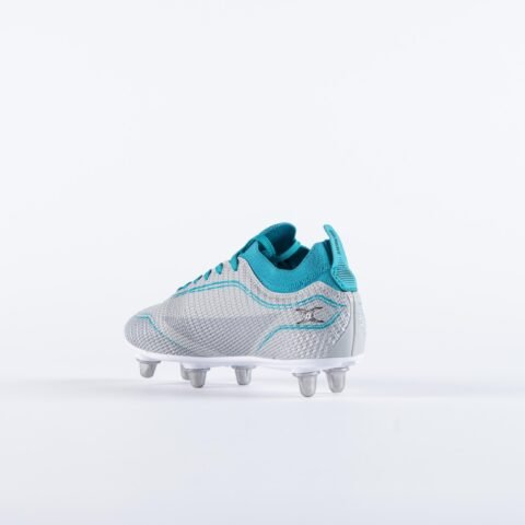 Gilbert Rugby Gilbert Cage Pace 6S Boots - Junior - Size: UK 2 | EU 34 - Grey/Aqua