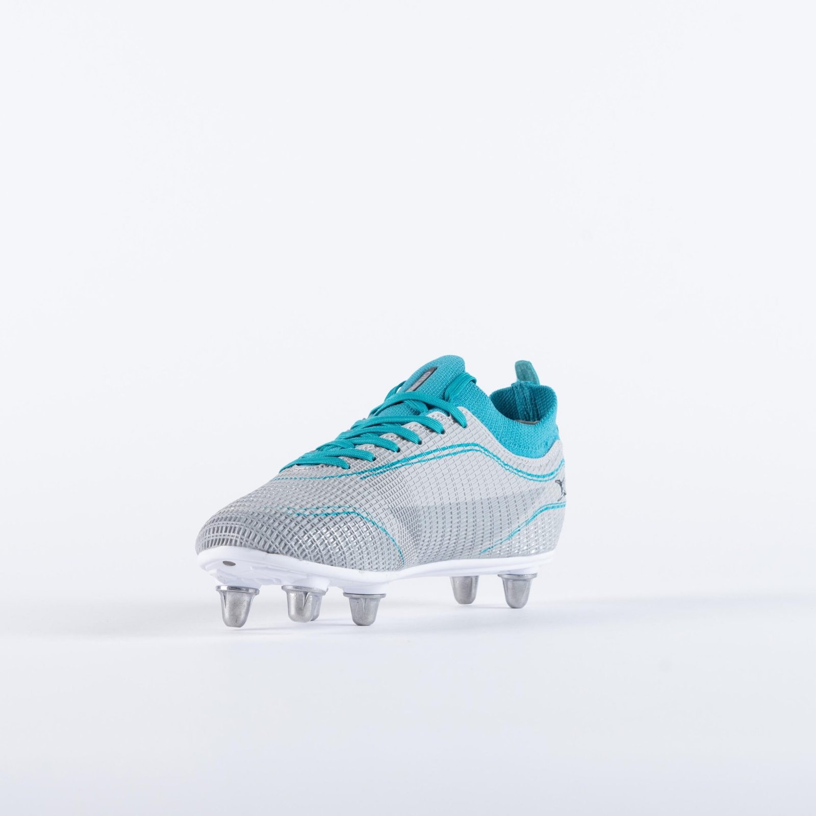 Gilbert Rugby Gilbert Cage Pace 6S Boots - Junior - Size: UK 2 | EU 34 - Grey/Aqua