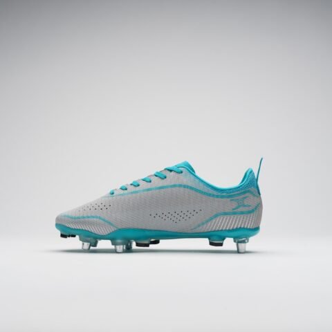 Gilbert Rugby Gilbert Cage Pace Pro 6S Boots - Senior - Size: UK 7 | EU 40 - Grey/Aqua