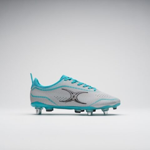Gilbert Rugby Gilbert Cage Pace Pro 6S Boots - Senior - Size: UK 7 | EU 40 - Grey/Aqua