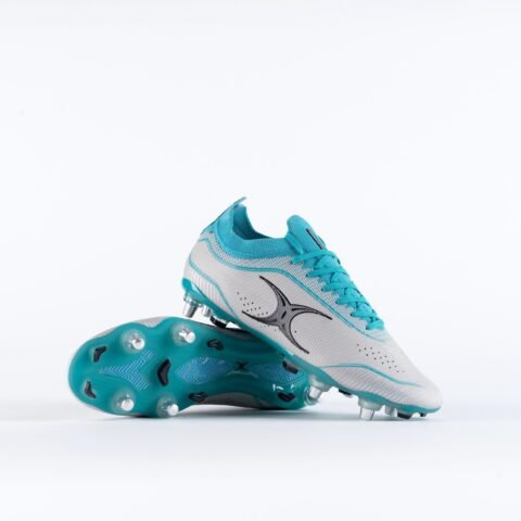 Gilbert Rugby Gilbert Cage Pace Pro 6S Boots - Senior - Size: UK 7 | EU 40 - Grey/Aqua